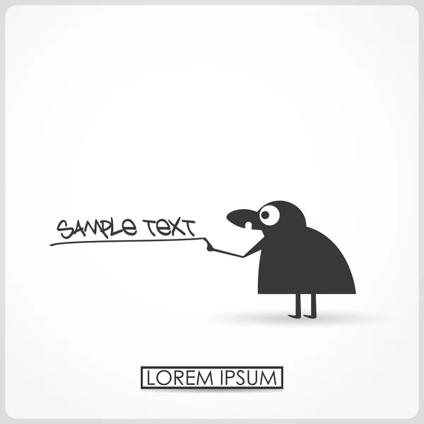 Vektor Silhouette Illustration mit Beispieltext und lustige Cartoon-Figur. — Stockvektor
