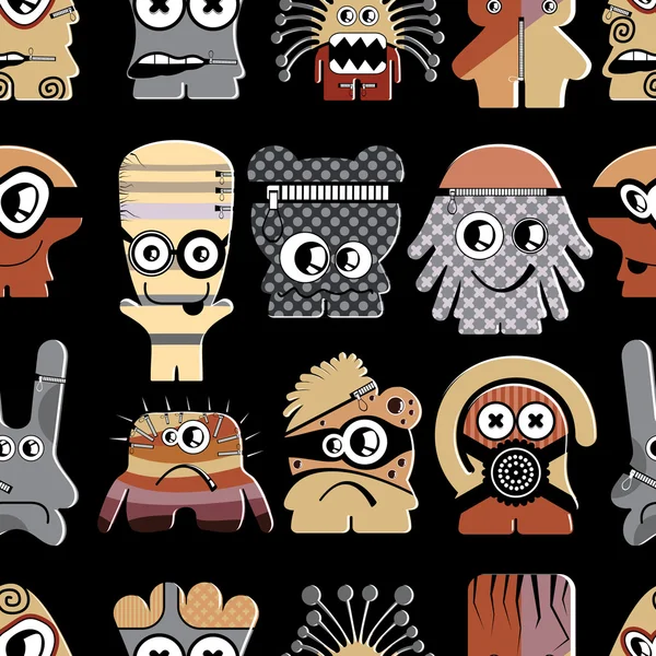 Schattig monsters op zwart — Stockvector