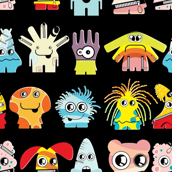 Schattig monsters op zwart — Stockvector