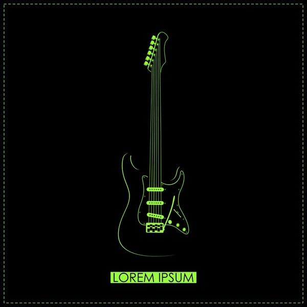 Guitarra verde con estilo — Vector de stock