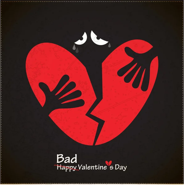 Погана листівка на день Святого Валентина з розбите серце — стоковий вектор