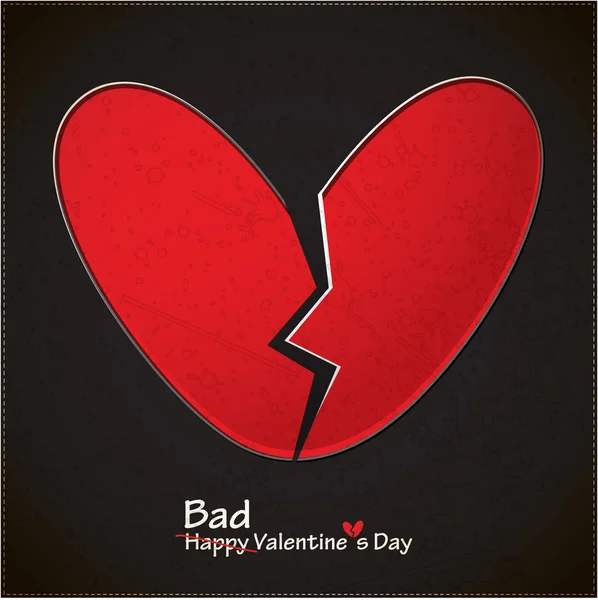Bad valentine's day card with broken heart — Stock Vector
