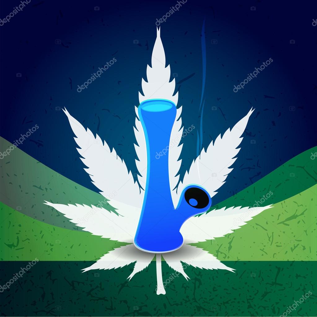 Abstract background with cannabis leaf and Bong