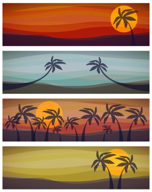 Set of four tropical resorts view clipart