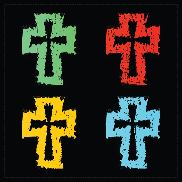 Ensemble de quatre croix — Image vectorielle