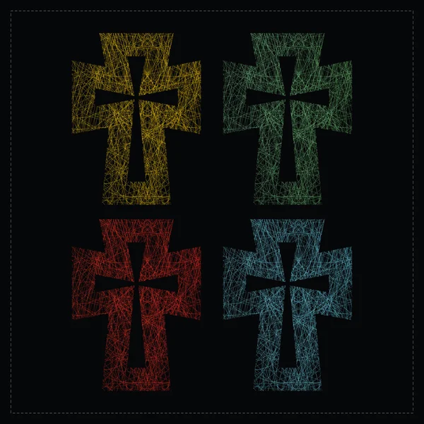 Conjunto de cuatro cruces . — Vector de stock