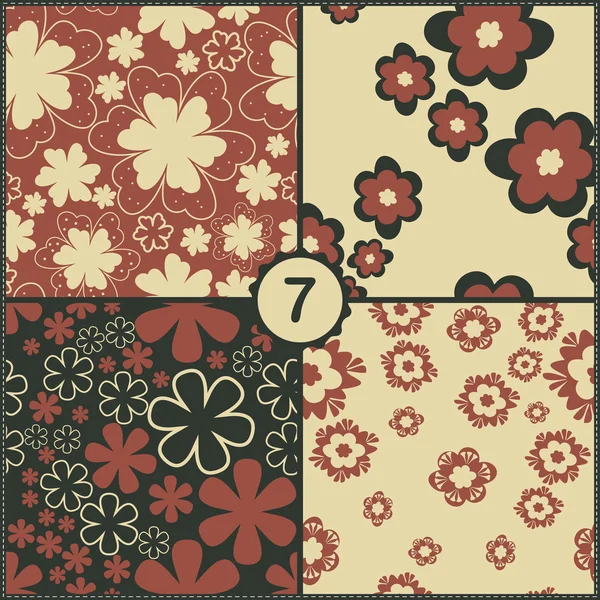 Set of floral seamless patterns — Stock Vector