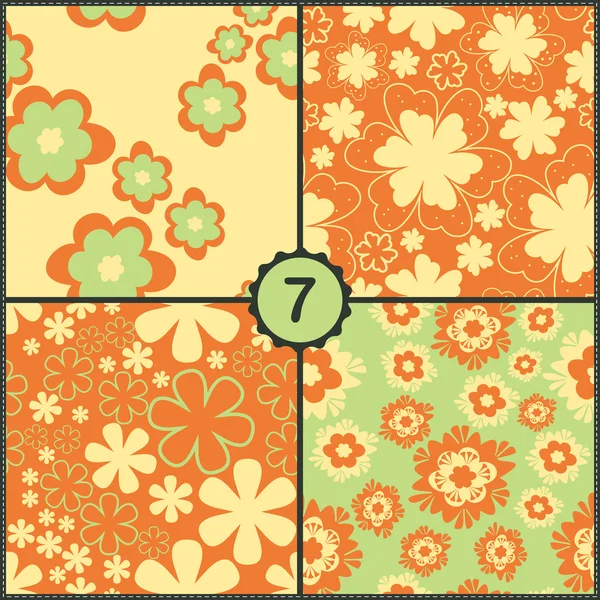 Set of floral seamless patterns — Stock Vector