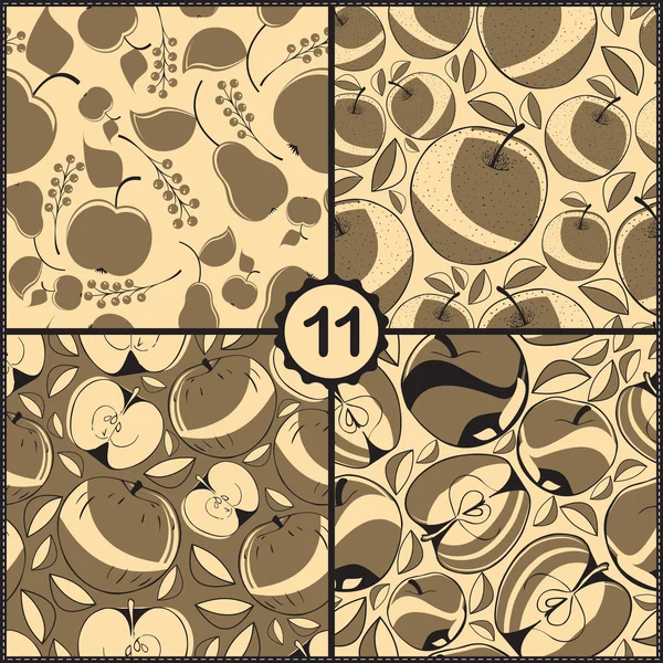 Pattern set with pears and apples — Stock Vector