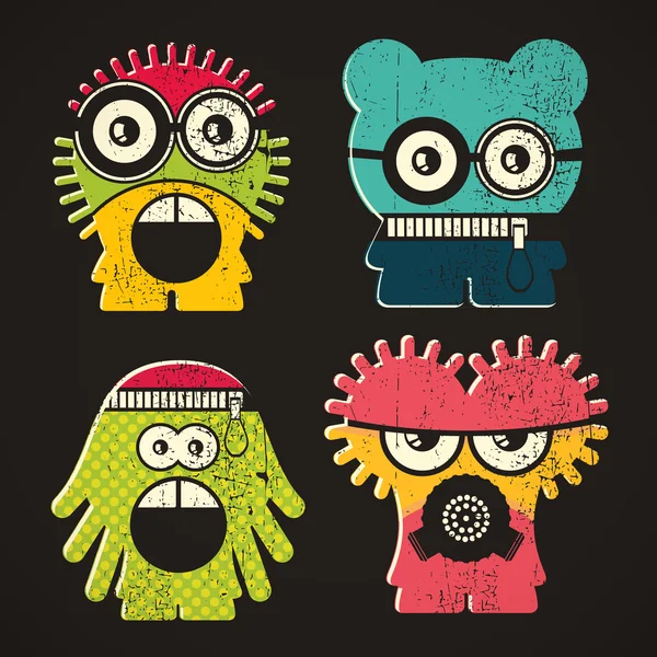 Set van vier monsters — Stockvector