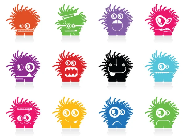 Set of twelve color monsters — Stock Vector