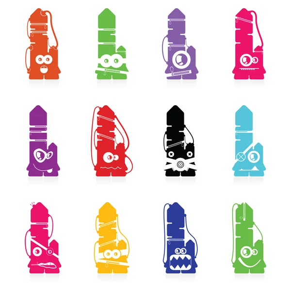 Conjunto de doce monstruos de color — Archivo Imágenes Vectoriales