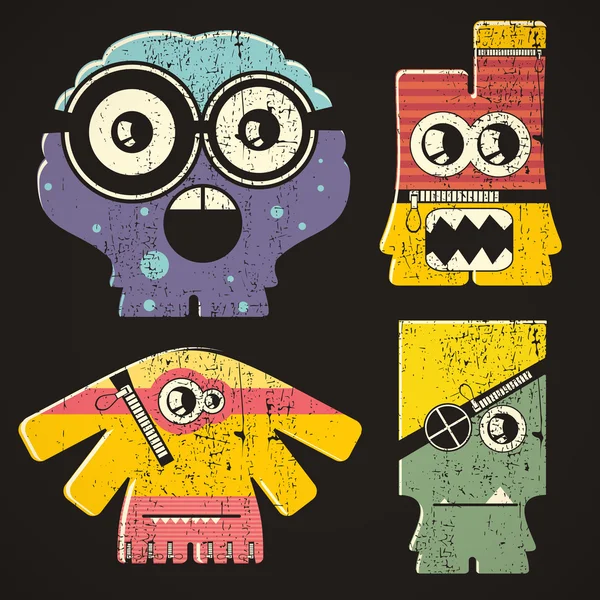 Set van vier monsters — Stockvector