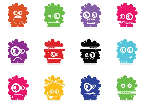 Conjunto de doce monstruos de color aislados en blanco. vector — Vector de stock