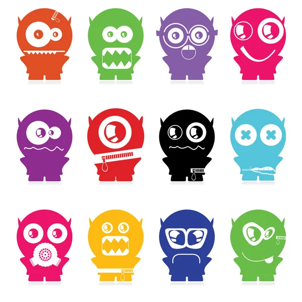 Set van twaalf monsters van de kleur op wit wordt geïsoleerd. vector — Stockvector