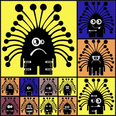 on iki renk canavarlar set