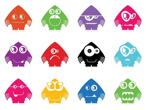 Set of twelve color monsters — Stock Vector