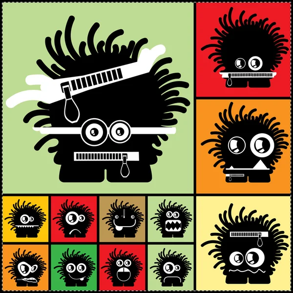 Set of twelve color monsters — Stock Vector