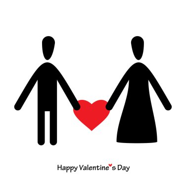 kadın, erkek ve kalp ile Sevgililer günü kartı