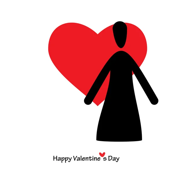 Valentijnsdag kaart met vrouw en hart — Stockvector