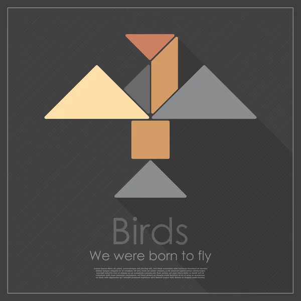 Tangram kuş — Stok Vektör