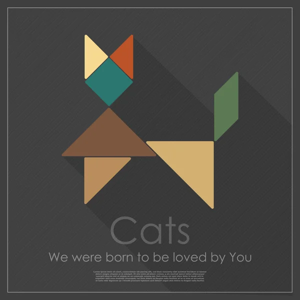 Tangram gato — Vector de stock