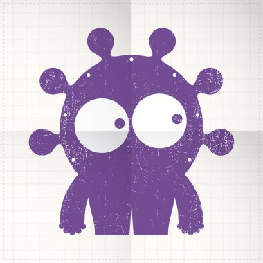 sevimli canavar katlanmış kağıt üzerinde