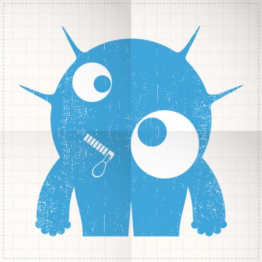 sevimli canavar katlanmış kağıt üzerinde