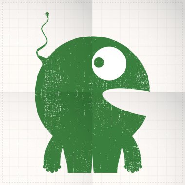 sevimli canavar katlanmış kağıt üzerinde