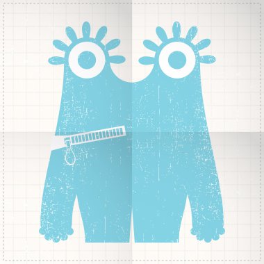 sevimli canavar katlanmış kağıt üzerinde