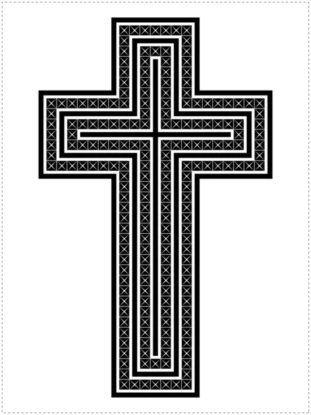 白で隔離される黒の十字架 — ストックベクタ