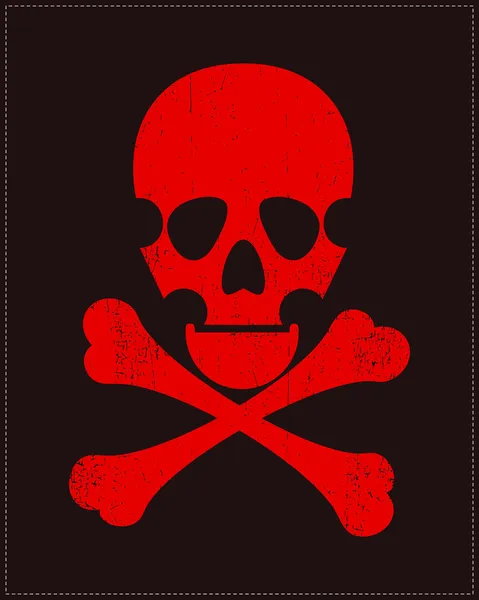 Rode skull op grunge achtergrond — Stockvector