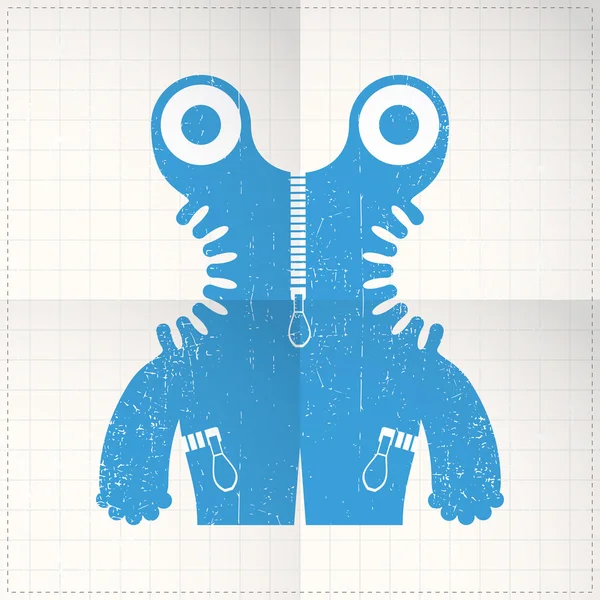 Monstre mignon sur papier plié — Image vectorielle