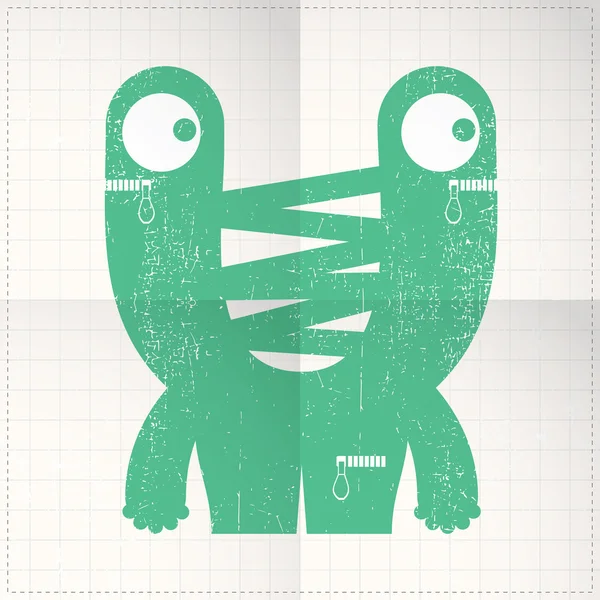 Schattig monster op gevouwen papier — Stockvector