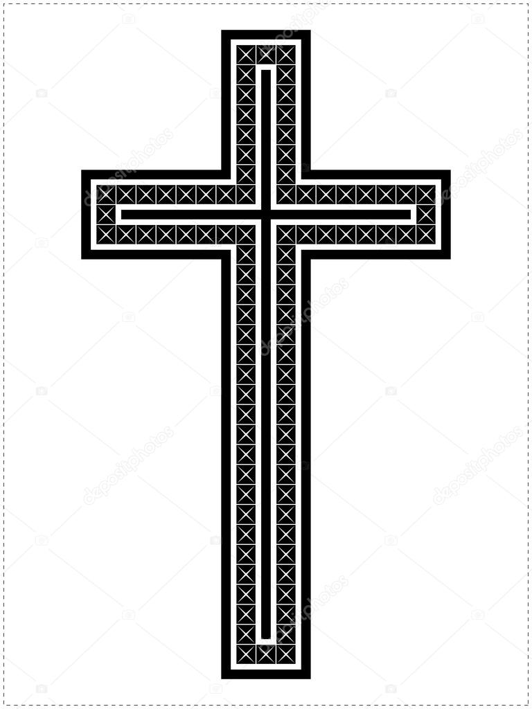 Black cross isolated on white