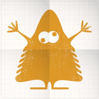 sevimli canavar katlanmış kağıt üzerinde