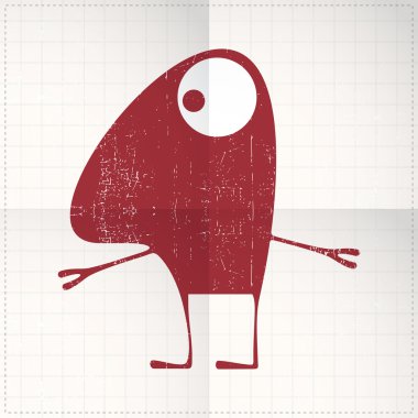 sevimli canavar katlanmış kağıt üzerinde