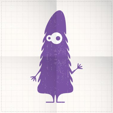 sevimli canavar katlanmış kağıt üzerinde