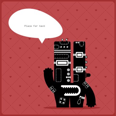 karikatür canavar ile mesaj bulut