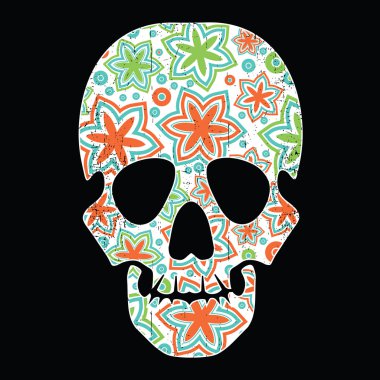 çiçek kafatası izole siyah grunge arka plan