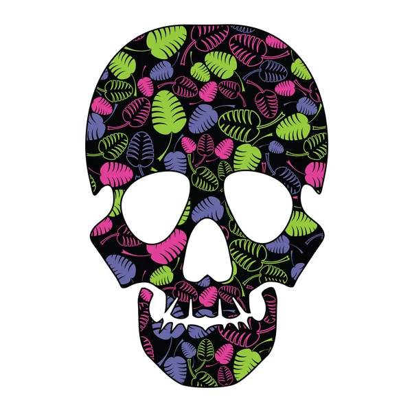 Floral skull isolated on white — Stock Vector