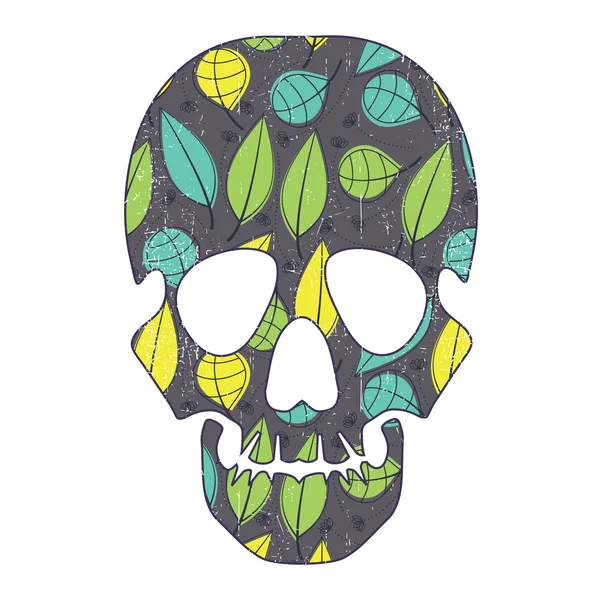 Cráneo floral aislado en blanco — Vector de stock