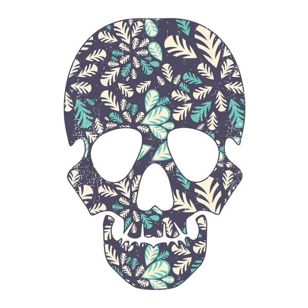 Floral skull isolated on white — Stock Vector