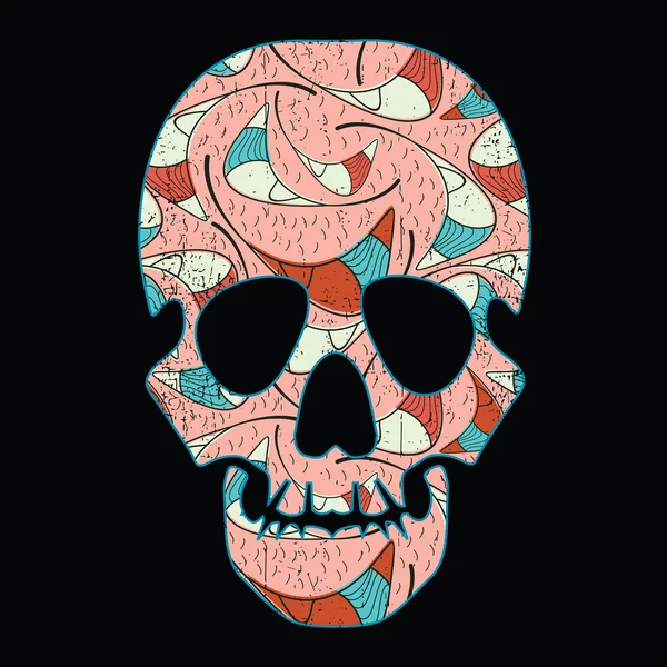 Floral skull on black background — Stock Vector