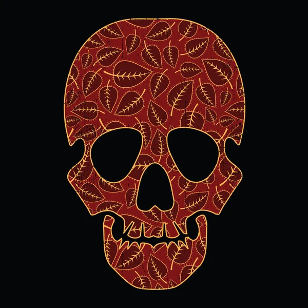 Floral schedel geïsoleerd zwarte grunge achtergrond — Stockvector