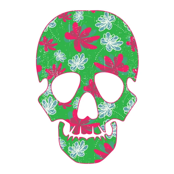 Cráneo floral aislado en blanco — Vector de stock