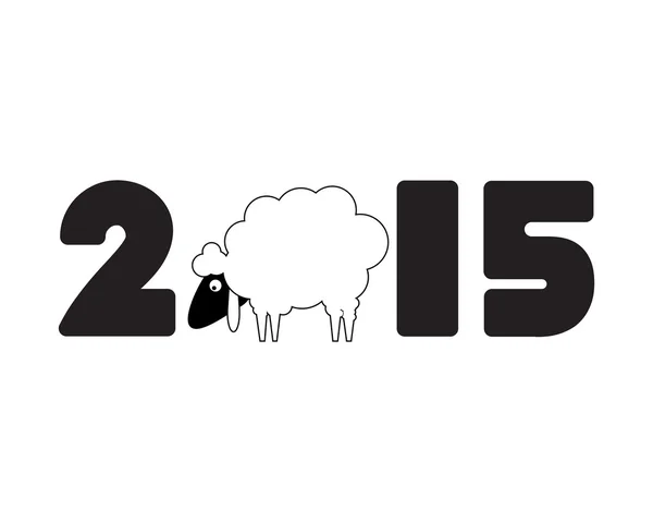 New year card with sheep and 2015 year — Stock Vector