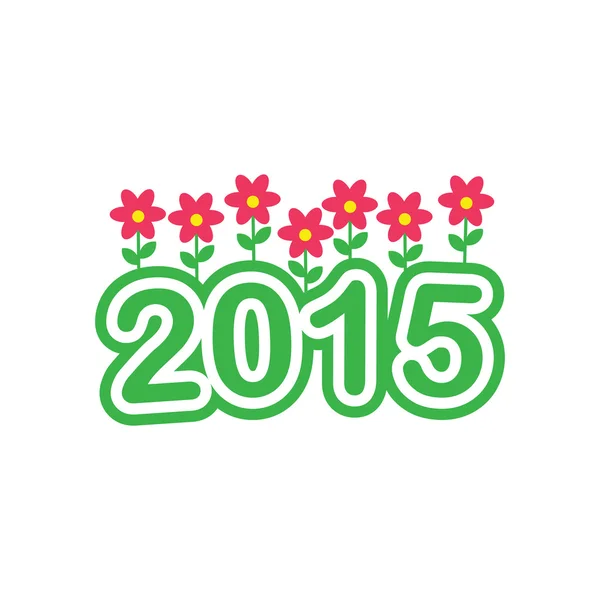 Feliz Año Nuevo con número 2015 en flores — Vector de stock