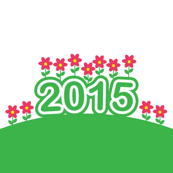 Carta felice anno nuovo con il numero 2015 in fiori — Vettoriale Stock