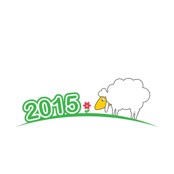 Tarjeta de año nuevo con ovejas y 2015 año — Vector de stock